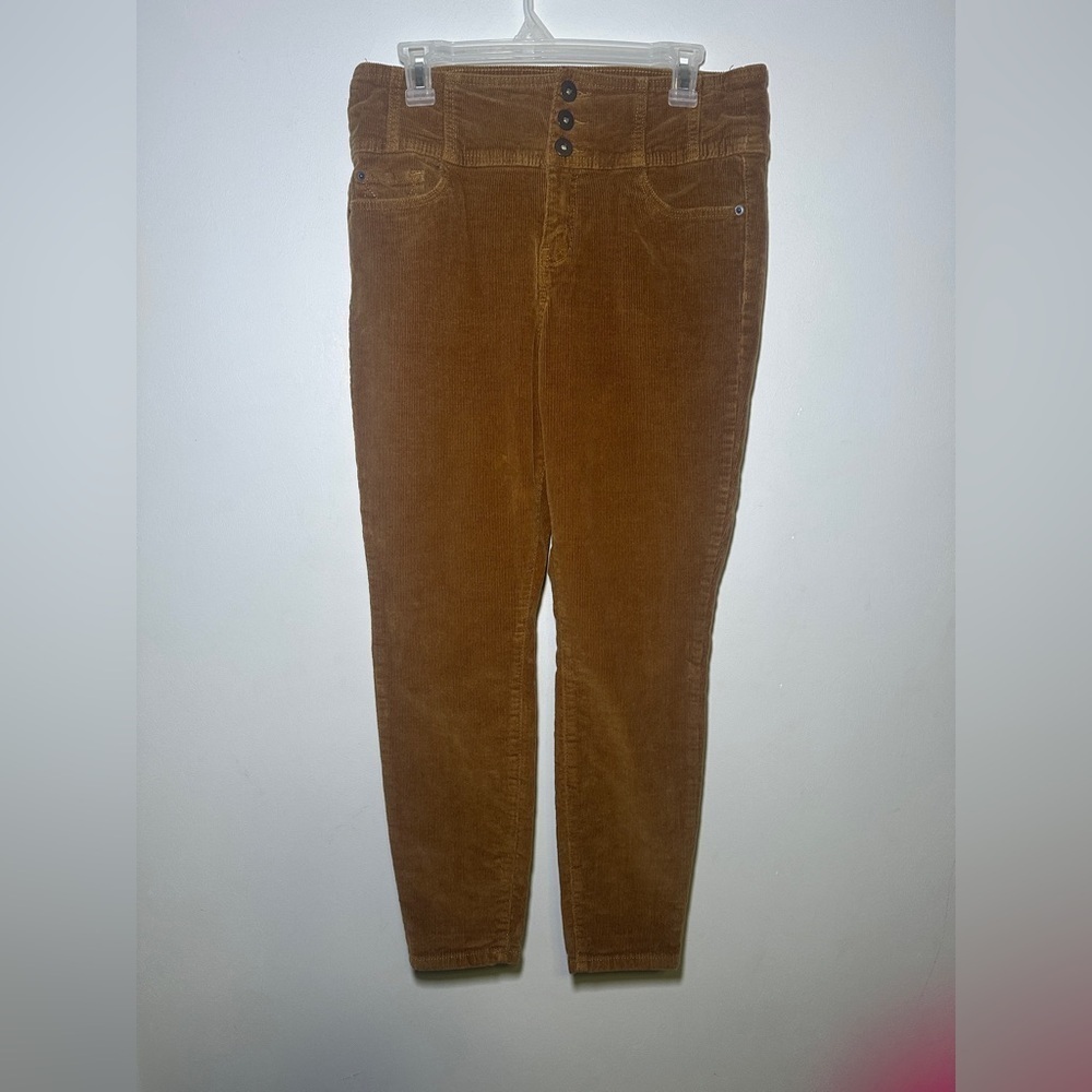 Boho Corduroy High Rise Sculpting Skinny Brown Pants Cottagecore Western Rustic